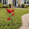 Spring Garden Accents Red Bird Stake, Metal Yard Art Memorial Decorations Flower And Ornament for Patio Lawn Pathway Site Grandma Tributes