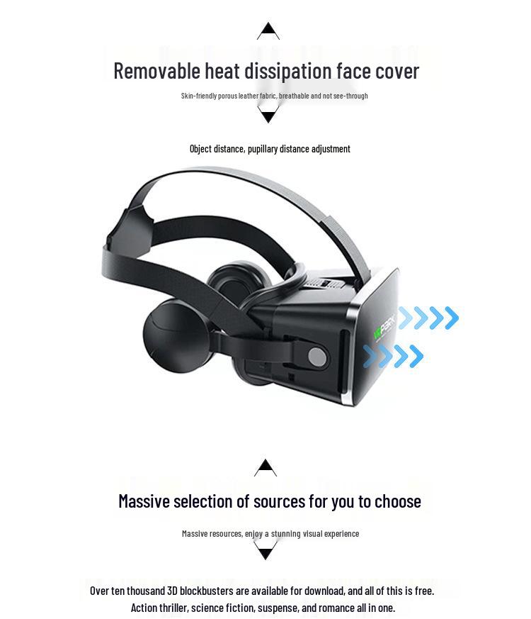 Headset VR Inteligente: Óculos de Realidade Virtual 3D com Jogos Somatossensoriais, Cinema, Dissipação de Calor e Fones de Ouvido Bluetooth