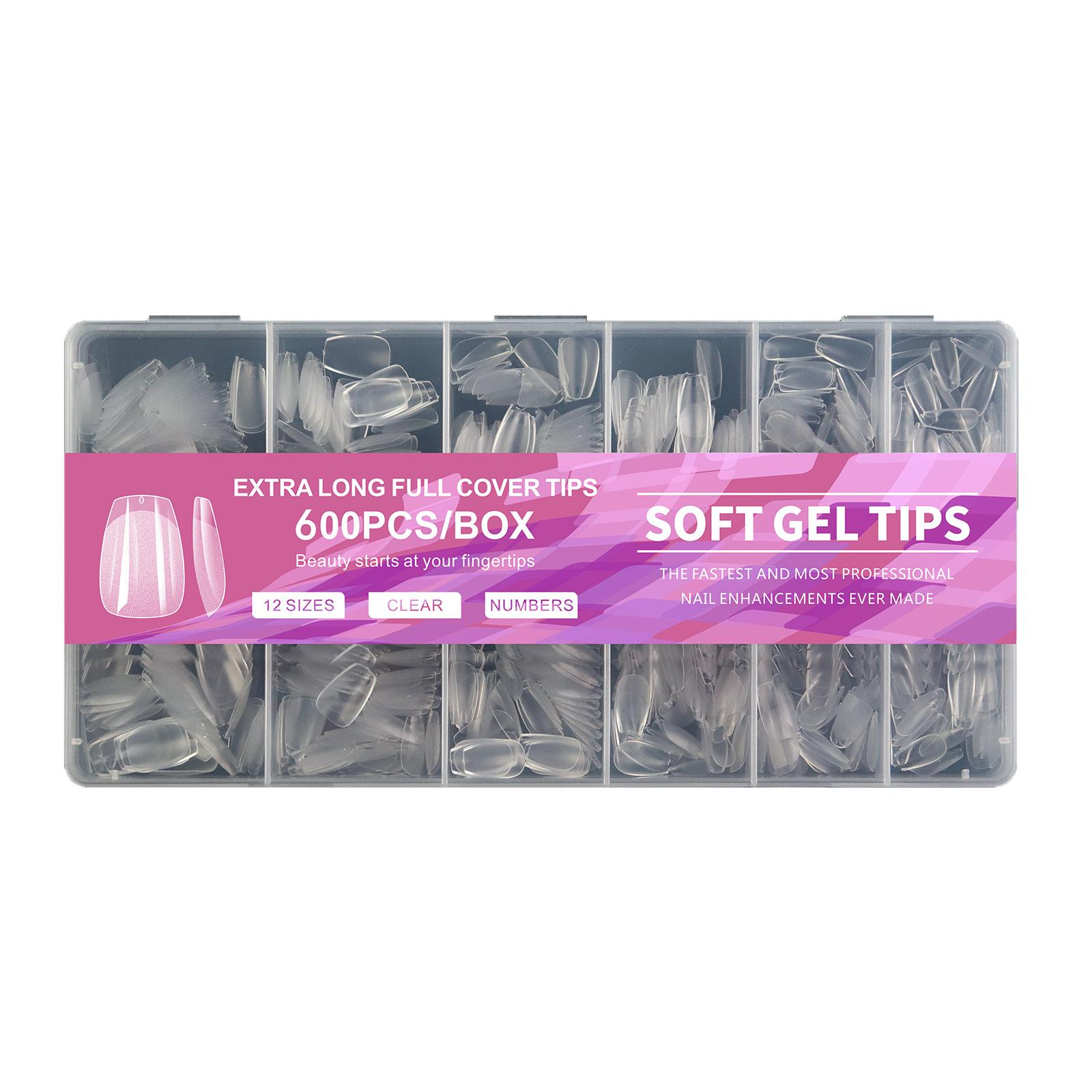 

600 шт. накладных ногтей для женщин и девочек, очень тонкие, полное покрытие, неабразивные, полуматовые, без следов, разных размеров, для самостоятельного салонного маникюра One Size