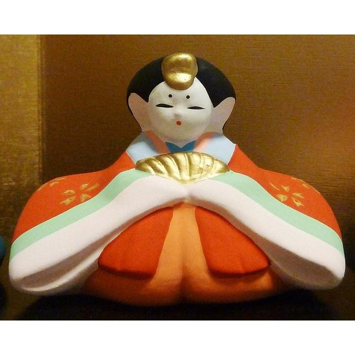 [Oujo] Hina Doll Set Ceramic, Hand-Painted Approx. 4.8cm (Female), 5.6cm (Male)
