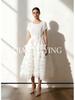 Elegant French Ruffle Waist-Cinching Patchwork Pleated Cake Skirt with Lace-Up Detail
