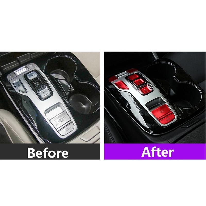 A87Q-Car Shift Panel Button Sticker Central Control Panel Button Decoration Cover for Hyundai Tucson   Silver