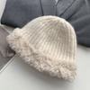 Women's Big Head Wool Hat with Versatile Face In Autumn and Winter Small Knitted Hat with Thickened Warm Plush Ear Protection Fisherman's Hat