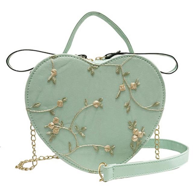 Borse rotonde a forma di cuore in pizzo dolce femminile Borse a tracolla in pelle PU di alta qualità per borse a tracolla a catena di fiori freschi da donna