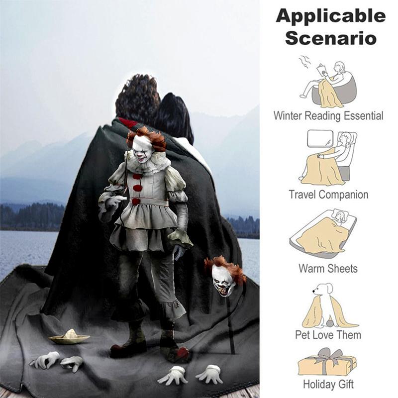 1pc Blanket Pennywise the Dancing Clown Print Design, Lightweight Blanket for Sofa, Bed- Soft &Warm, Gift for All Seasons Like Christmas, Halloween