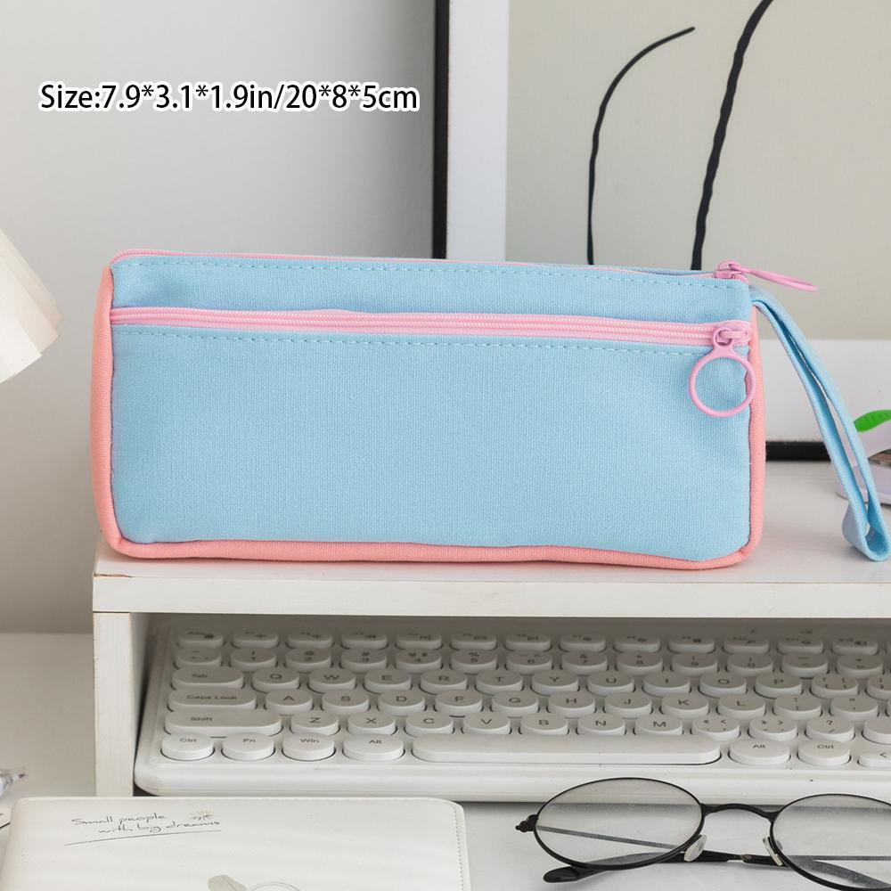 Korean Version Color Blocked Student Pencil Case, Cute Stationery Bag, Large Capacity Stationery Storage, Simple Pencil Case