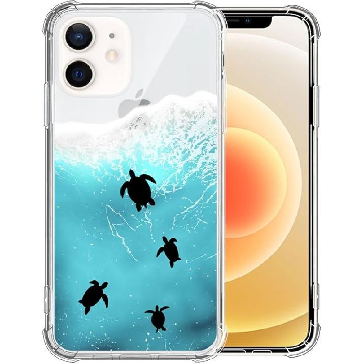 for iPhone 12 Mini Case Clear,TLT Pink Bow Transparent Soft Shockproof Protective Slim Thin Bumper Pattern Design Phone Case