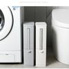3 in 1 Plastic Narrow Plastic Trash Can Set with Toilet Brush Bathroom Waste Bin Dustbin Trash Cans Garbage Bucket Garbage Bag Dispenser