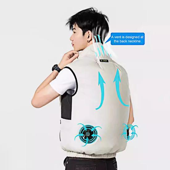Fan Vest with Adjustable Wind Speed Powerful Dual Fan Cooling Ergonomic Design Summer Heat Relief Cooling Waistcoat