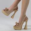 Liyke Runway Style Glitter Sequined Bowknot Women Pumps Sexy Peep Toe Back Strap Gold Sandals Platform Heels Wedding Prom Shoes