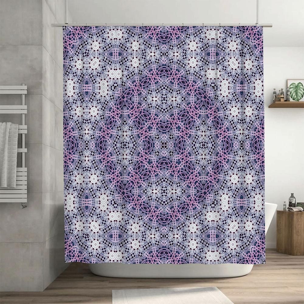 Beautiful Blue White Lace Pattern Shower Curtain Perfect for Your Bathroom Decor!