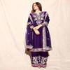 Royal Purple Thread Embroidered Straight Suit Set