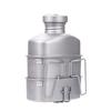Titanium Canteen Mess Kit with Water Bottle Ultralight Portable 1100ML Pot with 750ML and 400ML Stackable Cups for Outdoor Camp Pot,