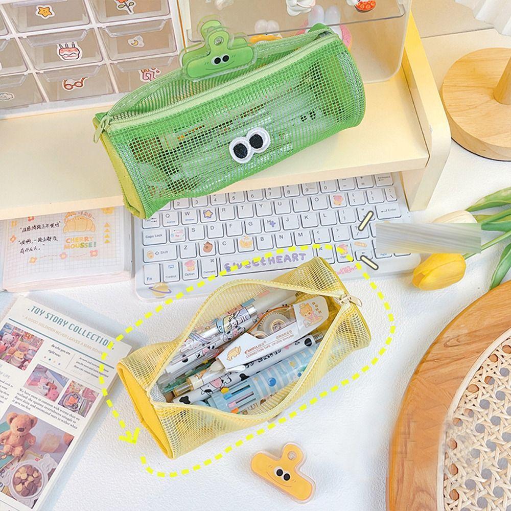 

Multifunctional Big Eyes Pencil Bag Desktop Organizer Mesh Pencil Bag 4 Color Student