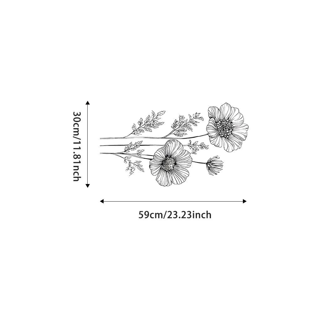 Minimalistisk Line Art Blomstervægklistermærke Nordisk Selvklæbende Soveværelse Stue Dekoration