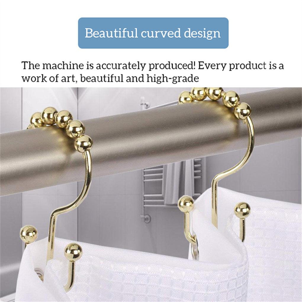 12 Pieces Shower Curtain Hooks Drape Hangers Bathing Liners Washroom Bathtub Clip Rings Household Farmhouse Accessories