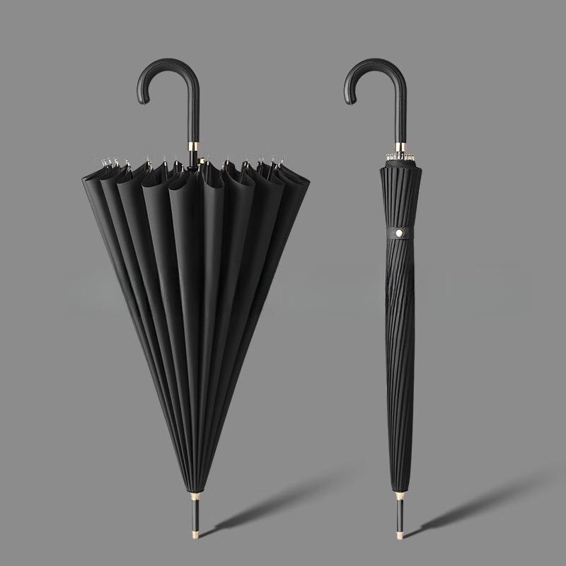 Heavy-Duty 24-Rib Windproof Long Handle Umbrella