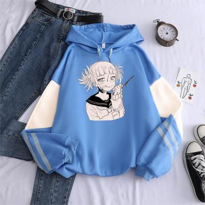 My Hero Academia Himiko Toga Harajuku Bedrucktes Kapuzen-Patchwork-Sweatshirt Lustiges Cartoon-Kostüm Winter Damen Übergroße Hoodies