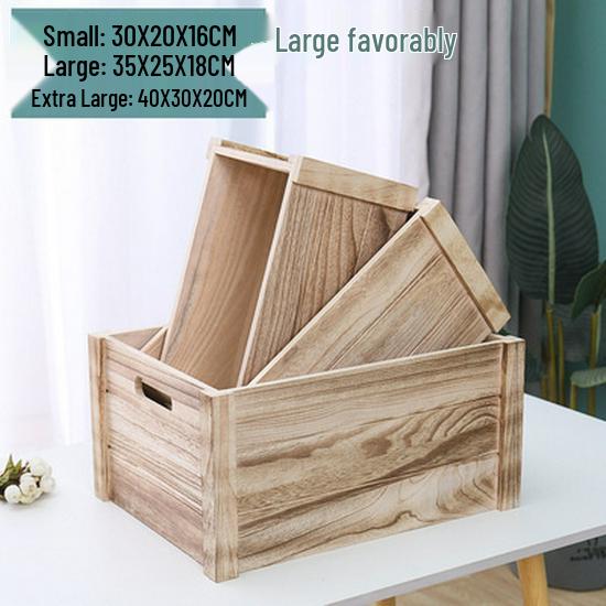 Distressed Wooden Rectangular Basket for Fruit & Vegetable Display
