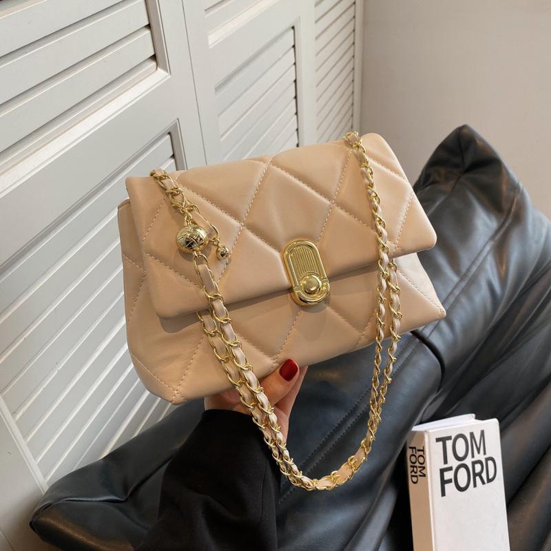 Rauten-Ketten-Tasche Damen vielseitige neue Nischen-Design Schulter-Umhängetasche hochwertig kleine quadratische Tasche