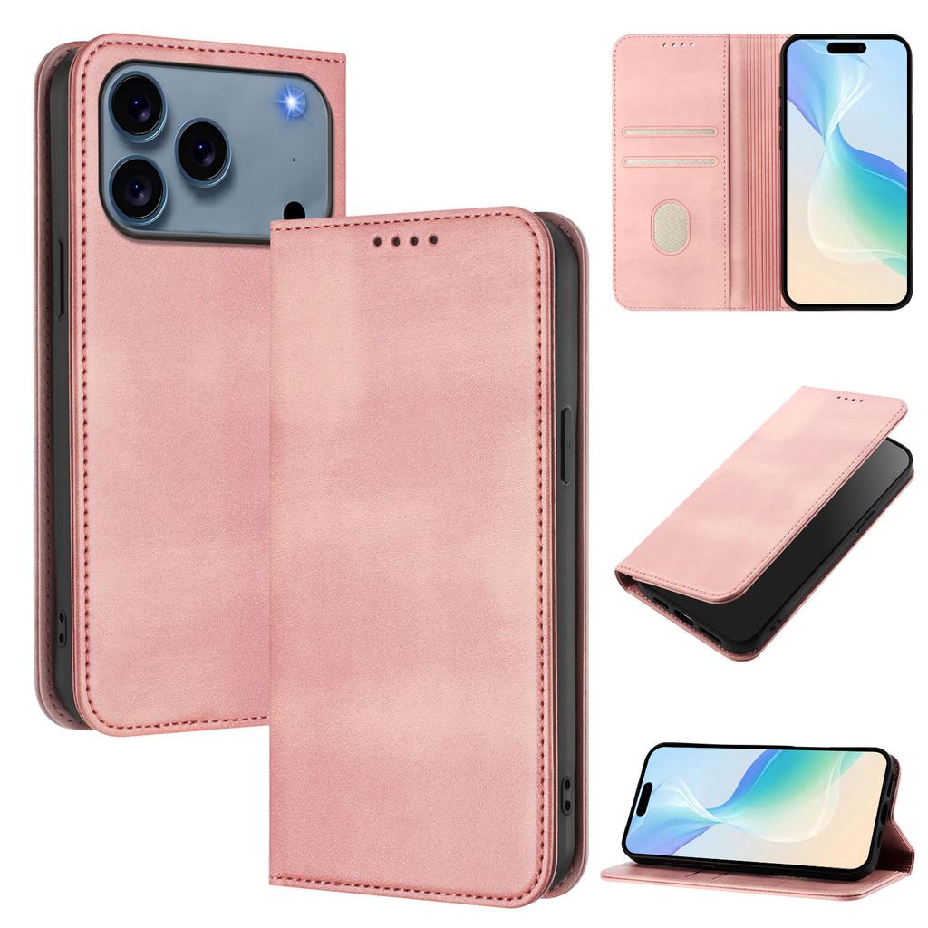 For iPhone 17 Pro Max Wallet Cases Retro Texture RFID Blocking Leather Phone Cover