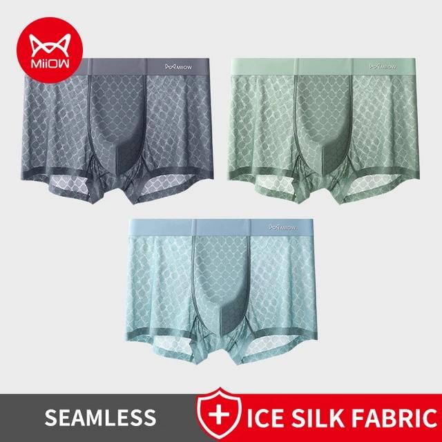 MiiOW 3ks Ice Silk Pánské spodní prádlo Boxerky Prodyšné Síťované kalhotky v rozkroku Pánské Tenké Bezešvé Pánské kalhotky Antibakteriální Boxerky