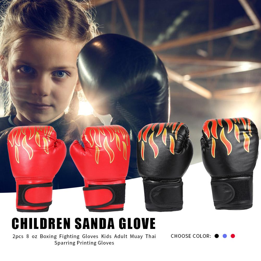 2Pcs Kids Boxing Gloves PU Leather Training Gloves Breathable Muay Thai Mitts Fighting Mitts for Boys Girls Youth