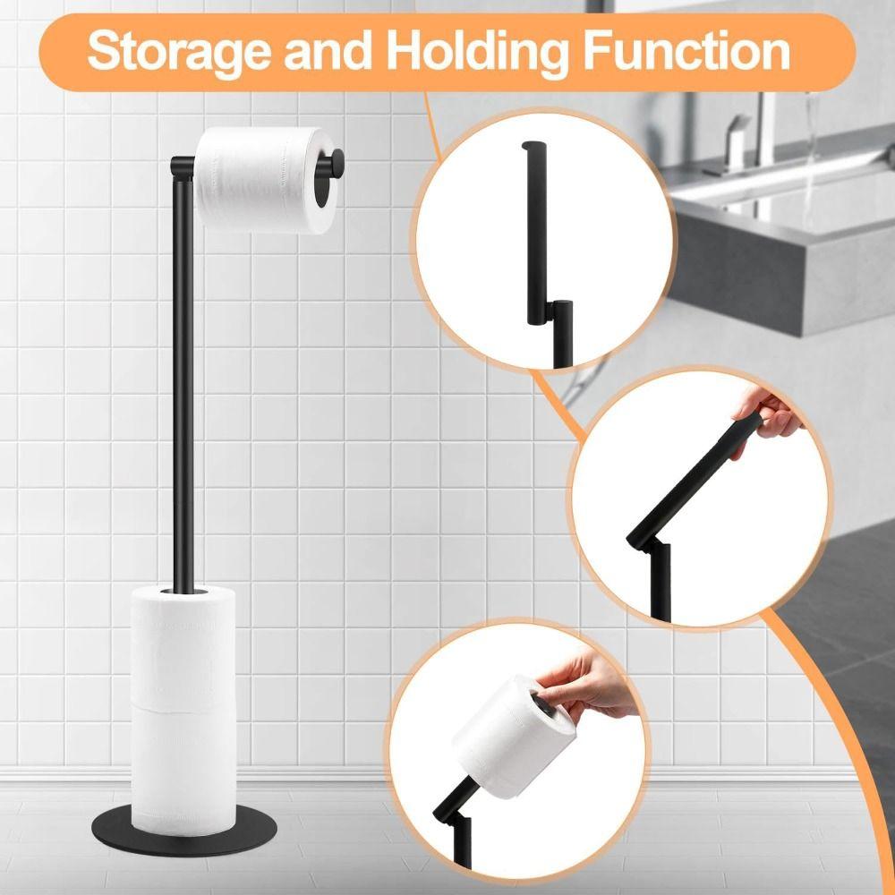Rustproof Free Standing Toilet Paper Holder Stainless Steel Roll Paper Storage Rack  Bathroom