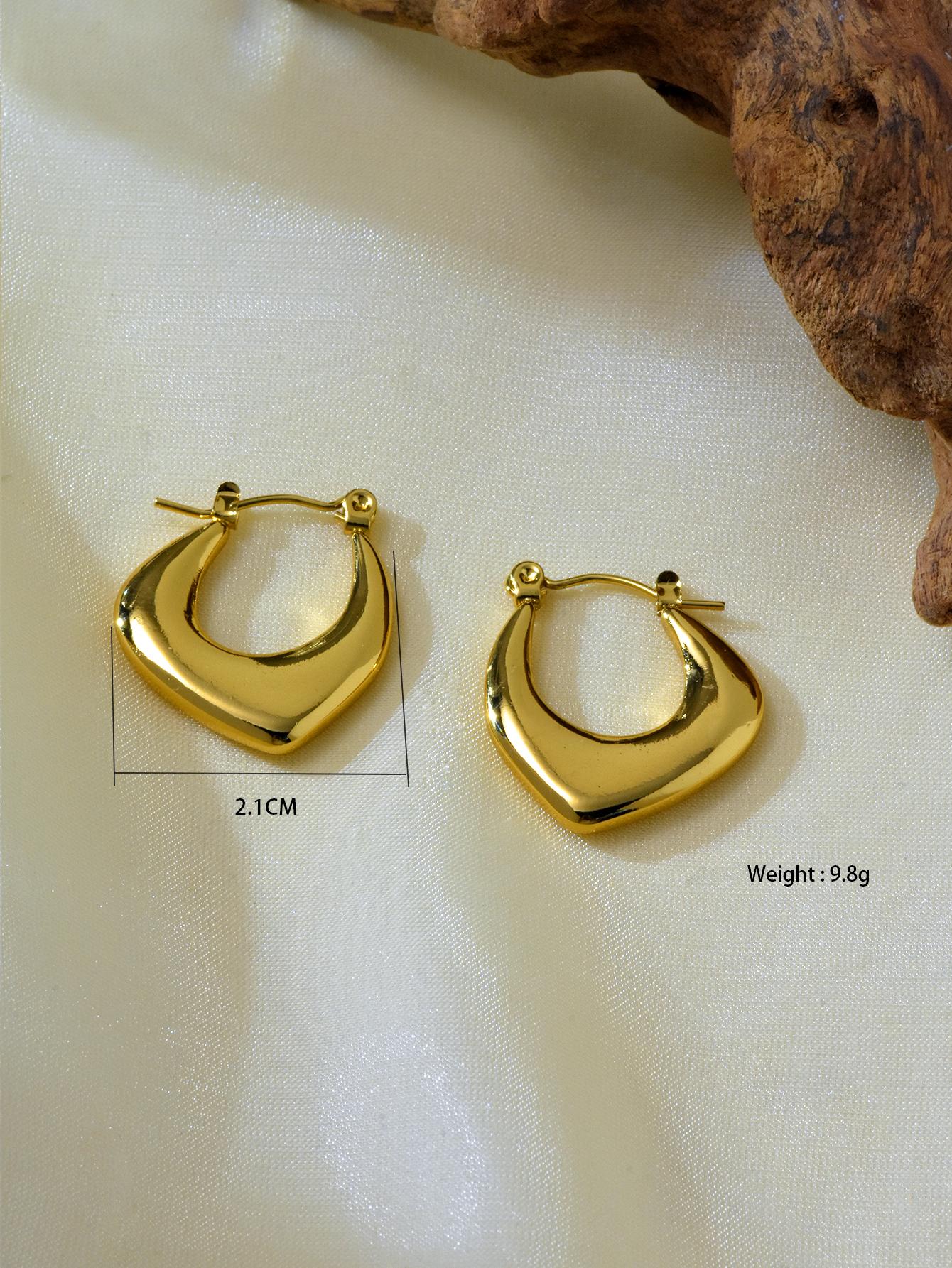 

7 пар/набор Позолоченные нержавеющие серьги 18 карат, Модные и универсальные нерегулярные глянцевые полые серьги