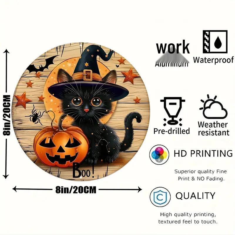 Pumpkin Wood Sign: Halloween Round Craft Door Pendant