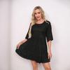 Women's Crew Neck Half Sleeve Mini Dress Loose Fit Sparkly Sequin Layered Party Short Dress