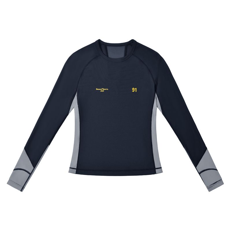 

Впитывающая Быстросохнущая Охлаждающая Футболка с Длинными Рукавами и Круглым Вырезом для Женщин 2025 Лето Новинка Защита от Солнца Лоскутная Контрастного Цвета Спортивный Топ Tibetan Blue S