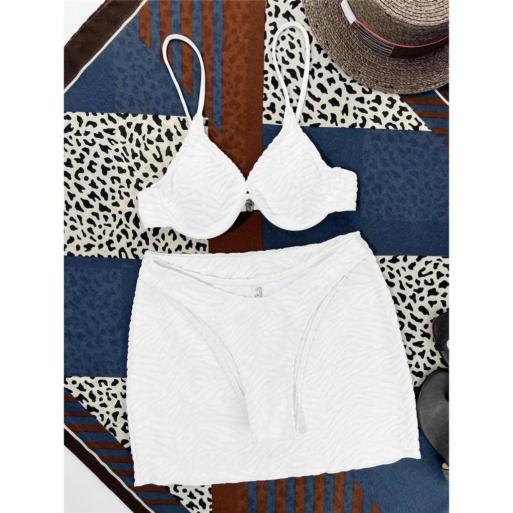 Seksowny pomarszczony fiszbinowy z spódniczką Bikini dla kobiet Strój kąpielowy Kobiecy strój kąpielowy Trzyczęściowy zestaw bikini Kąpielowy strój kąpielowy