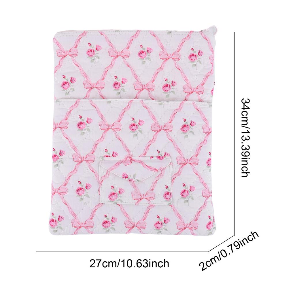 Flower Printed Computer Sleeve Bag Puffy Laptop Carrying Case Tablet Protective Cover Cute Clutch Purse for 11-15 Inch Laptop