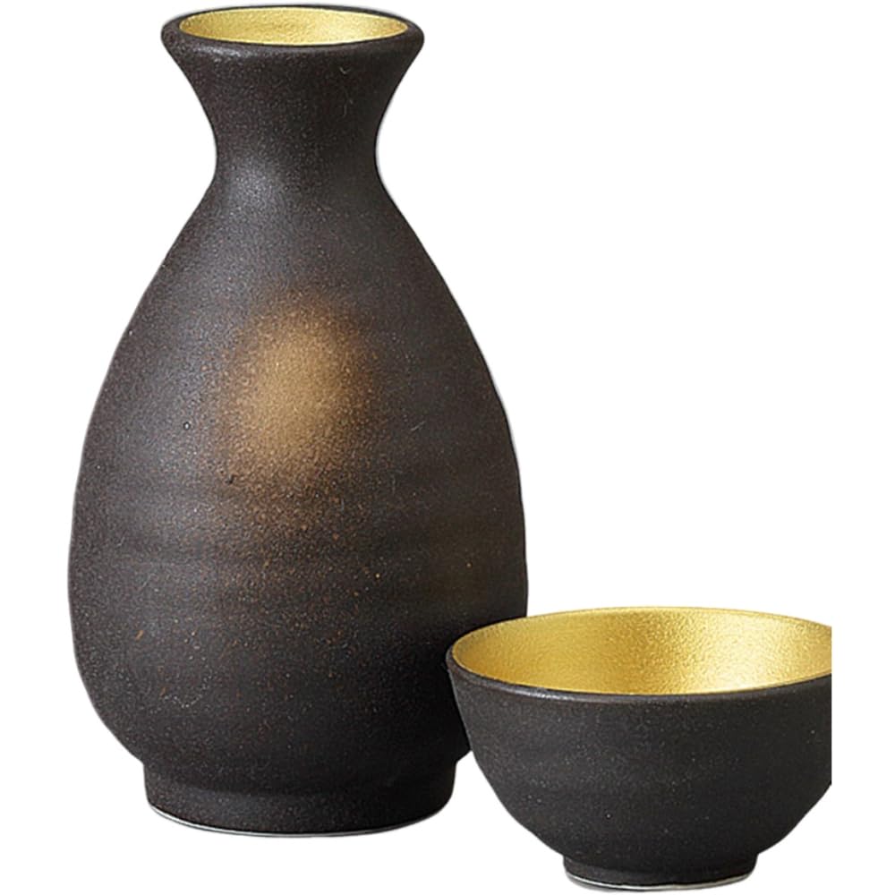 Sake Sake Bottle and Chock x Bizen Uchikin 2 Sake Bottle and Sake Cup Set Mino Ware Ale-net Set, Set, 7.7cm 14.6cm H, Approx. 340cc, No. (2 pieces),