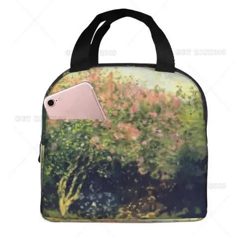 Monet Art Painting Lotus Flowers Lunch Bag Small for Men Women Kids Outdoor Picnic Work School Lunch Box Bag Insulated Gift