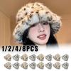 Women Puffy Faux Fur Bucket Hats 2025 Fashion Leopard Print Plush Sun Hats Winter Thickened Warm Imitation Fur Panama