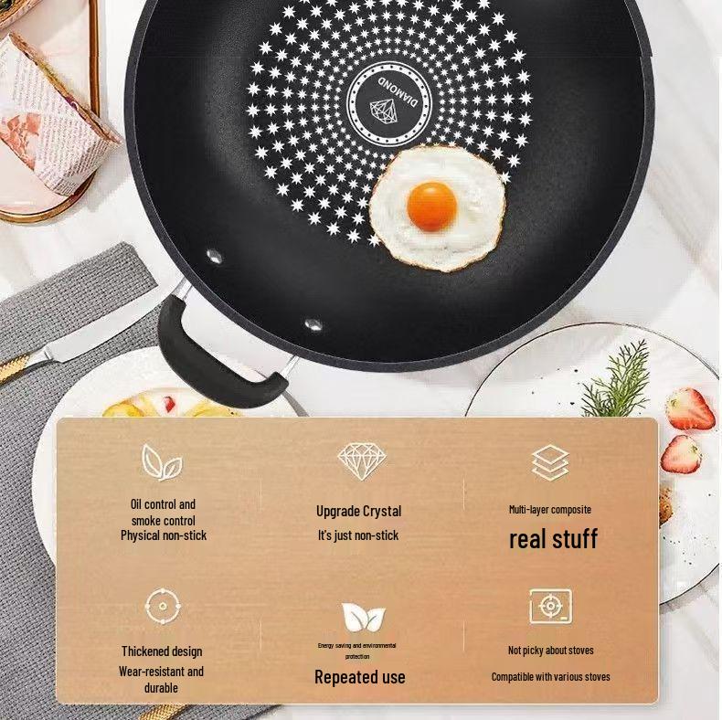 Wok German din Cristal Antiaderent cu Fund Plat pentru Inducție și Gaz