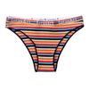 Women's Rainbow Striped Low-Rise Pure Cotton Panties - Cute & Breathable with Half Hip Coverage for Teens