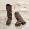But knee leather boots retro heightening knight boots long boots women's autumn and winter fashion trouser boots