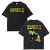 Invincible Graphics Unisex Heavyweight Cotton Vintage Washed T-shirt 2026 Summer New Men's Fashion O-neck American Anime T-shirt Female Male Clothing