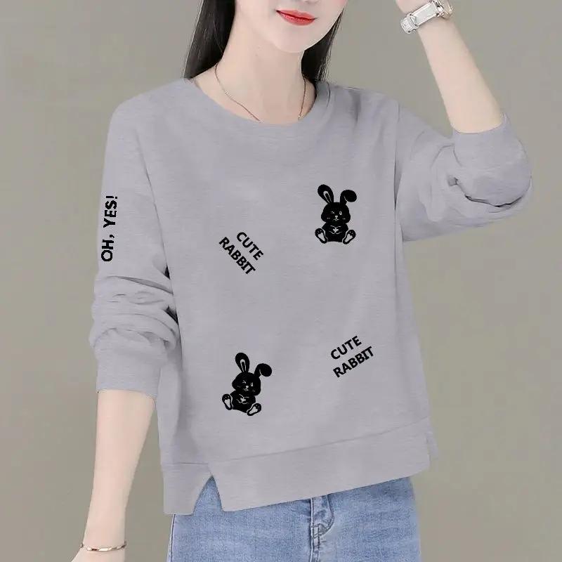 Women Korean Loose Base Shirt Short Top Pure Cotton Spring Autumn New Sweatshirt