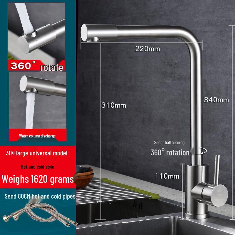 

SUS304 Stainless Steel Hot and Cold Kitchen Sink Faucet