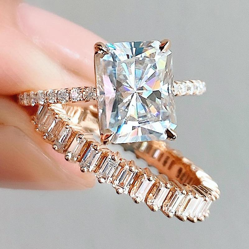 

Newly Designed Rose Gold Color Set Rings for Women Luxury Trendy Wedding Party Accessories Temperament Female Jewelry 9