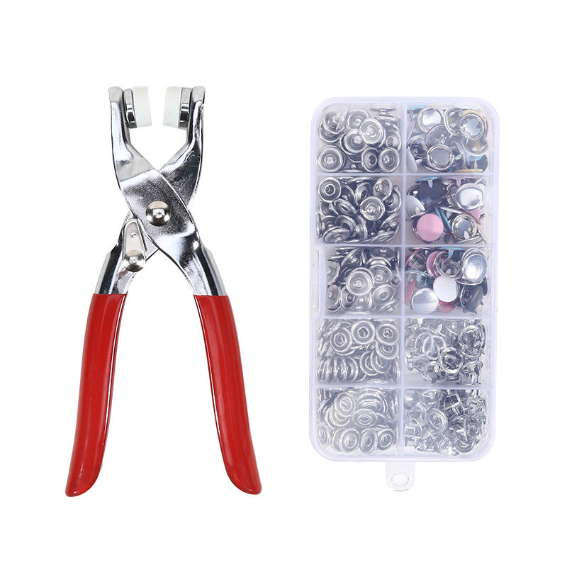 

400pcs Prong Rings Buckle Buttons Metal Colour Pliers Snap Button Claw DIY Set Hand Pressure Plier Rivet Buckle Sew Tool