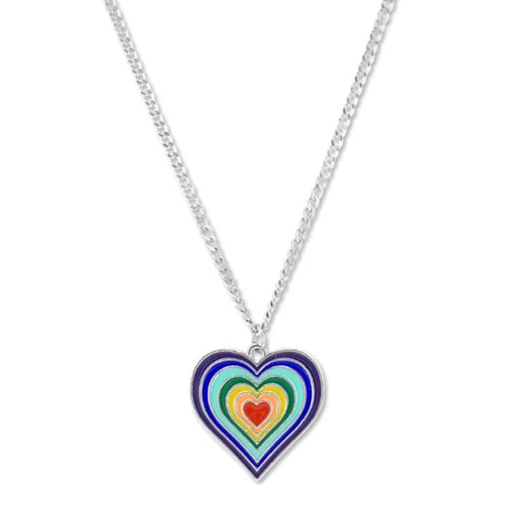 European American Novel Simple Rainbow Love- Pendant All-match Clavicle Chain Adjustable Long Chain Cold Wind Necklace