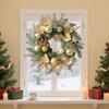 20" Christmas Wreath for Front Door Artificial Wreath with Ball Ornaments Golden Flowers Leaves Berries Pine Needles for Window Fireplace Winter Decor
