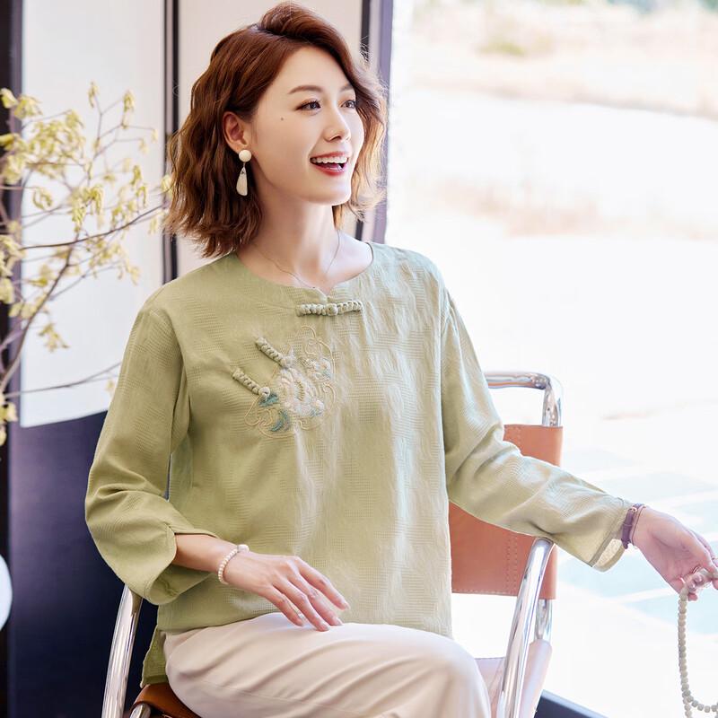 

Pasite Women s Senior New Chinese Style Disc Button T-Shirt 2XL