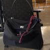 Nylon Tarp-splice Cowhide Underarm Lock Tote Commuter Crossbody Bag for Women