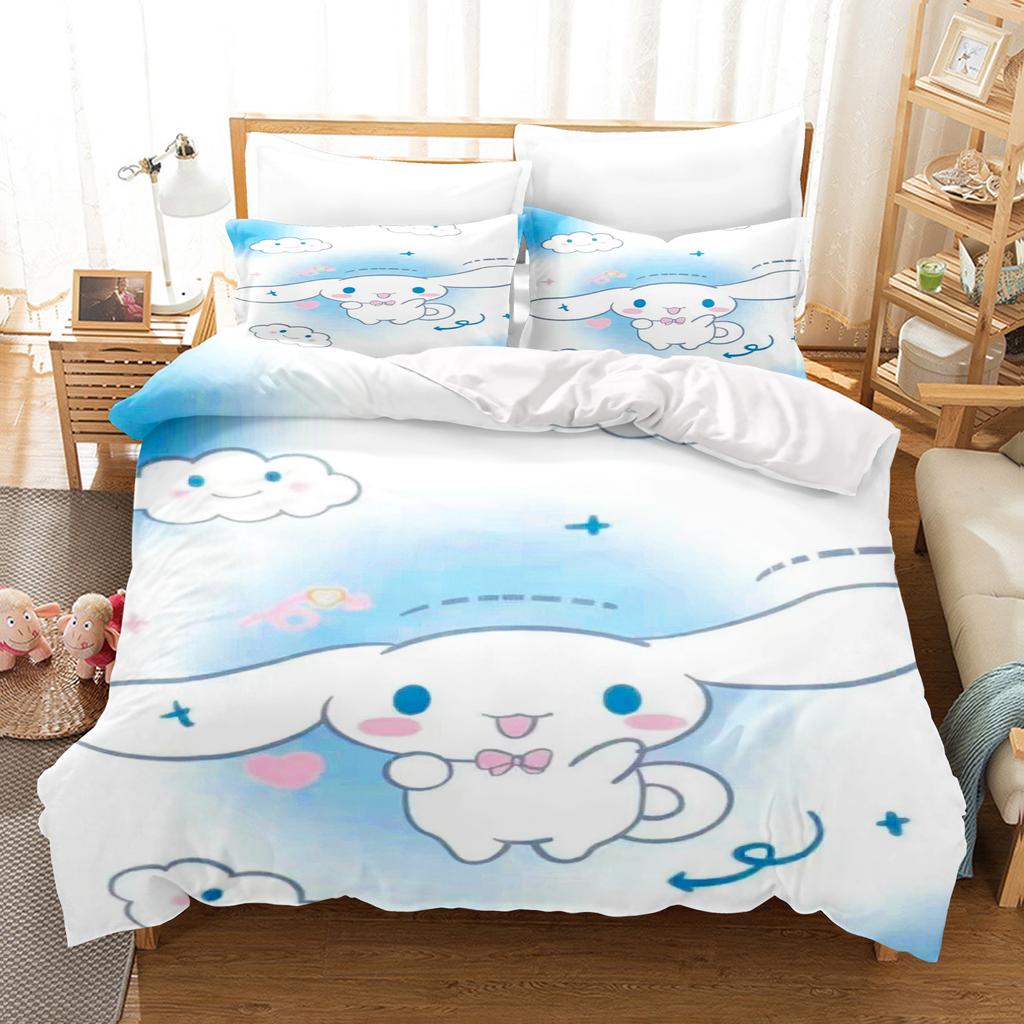 Cinnamoroll Bettbezug Queen Size Kinder Bettwäsche Set Set Bettwäsche Twin Sets Niedliches Gedrucktes Cartoon Bettdeckenbezug